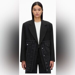 NWT 3.1 Phillip Lim Oversized Hybrid Denim Trim Black Blazer/Jacket Sz S